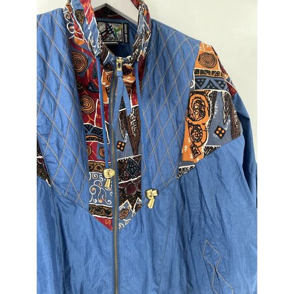 Rivers Edge Sport Vintage Jacket Womens Large Retro Blue Patchwork Quilted Zip - Picture 3 of 14
